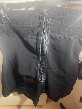 Black High-Waist Shaping Shorts with Front Hook Closure